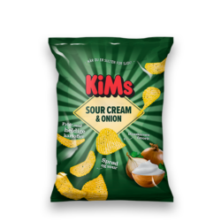 Packshot af KiMs Sour Cream & Onion pose med 160g